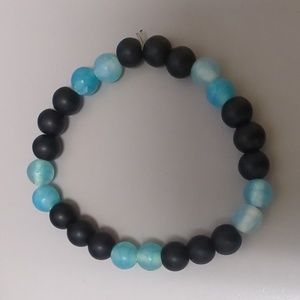 Black and blue beaded bracelet